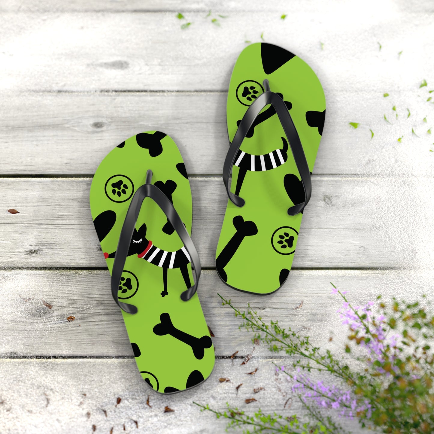 Green Summer Flip Flops