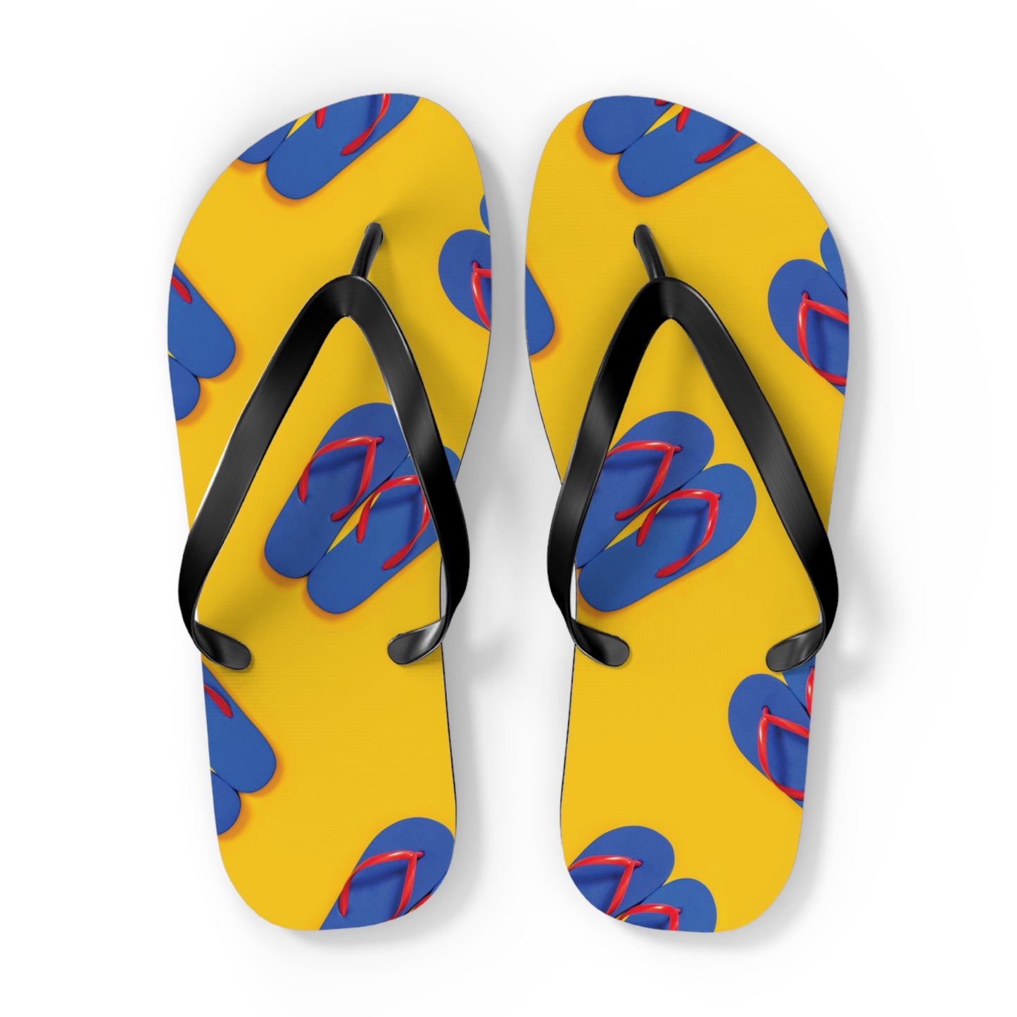 Designer Yellow Blue Summer Flip Flops