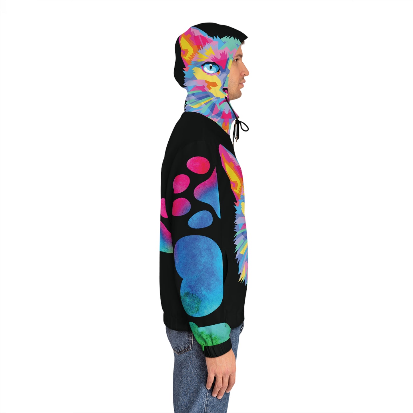 Men's Full-Zip Cat Hoodie (AOP)