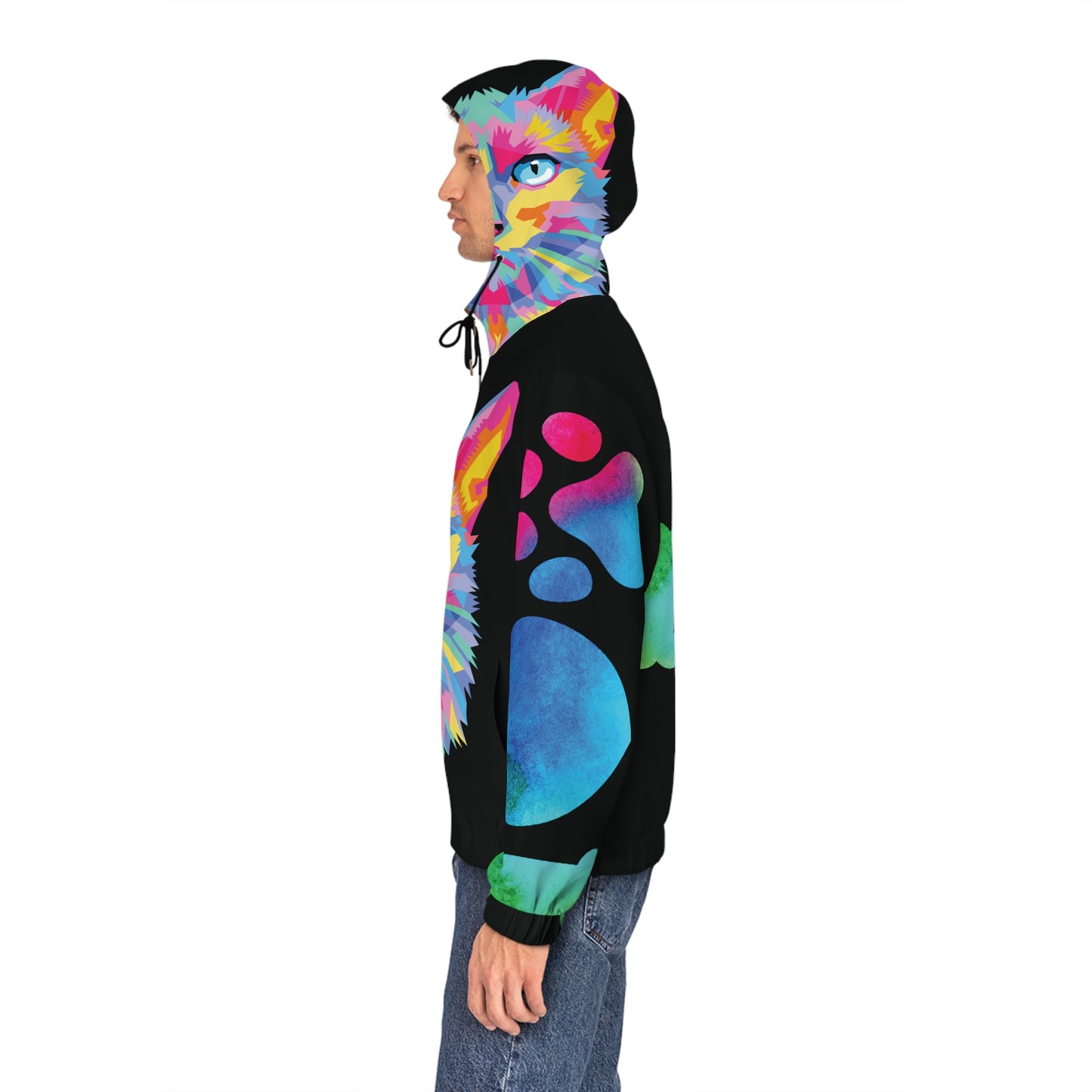 Men's Full-Zip Cat Hoodie (AOP)