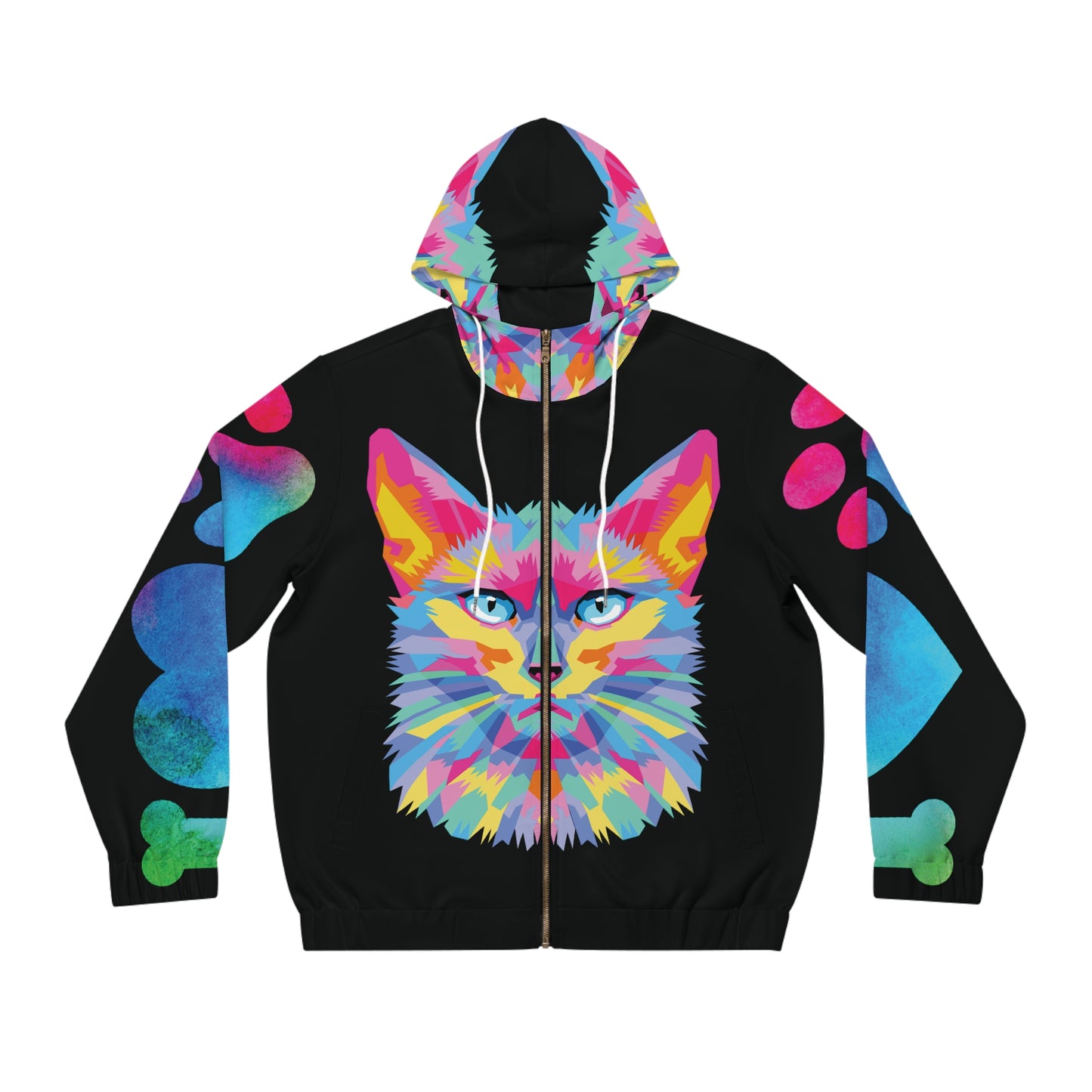 Men's Full-Zip Cat Hoodie (AOP)