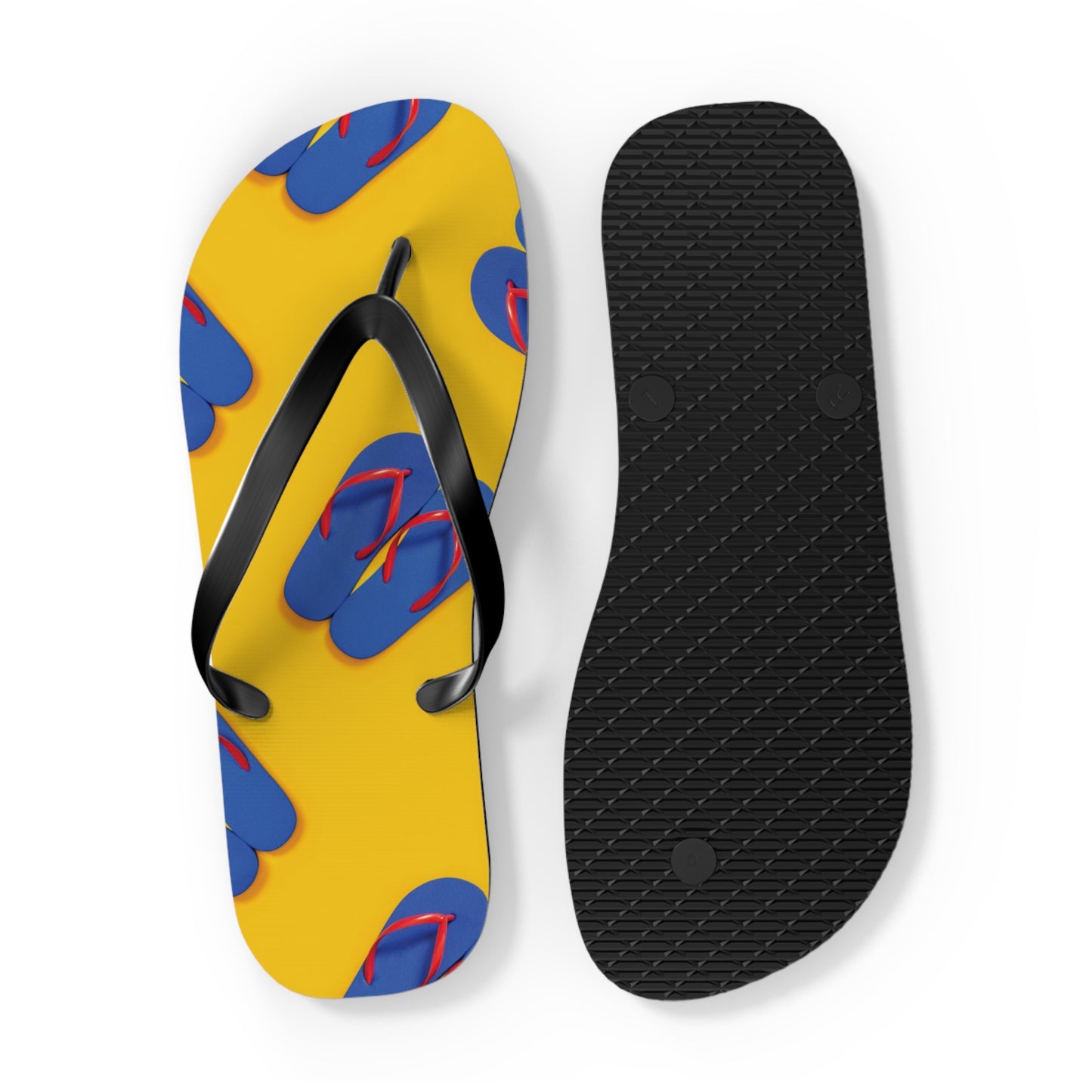 Designer Yellow Blue Summer Flip Flops