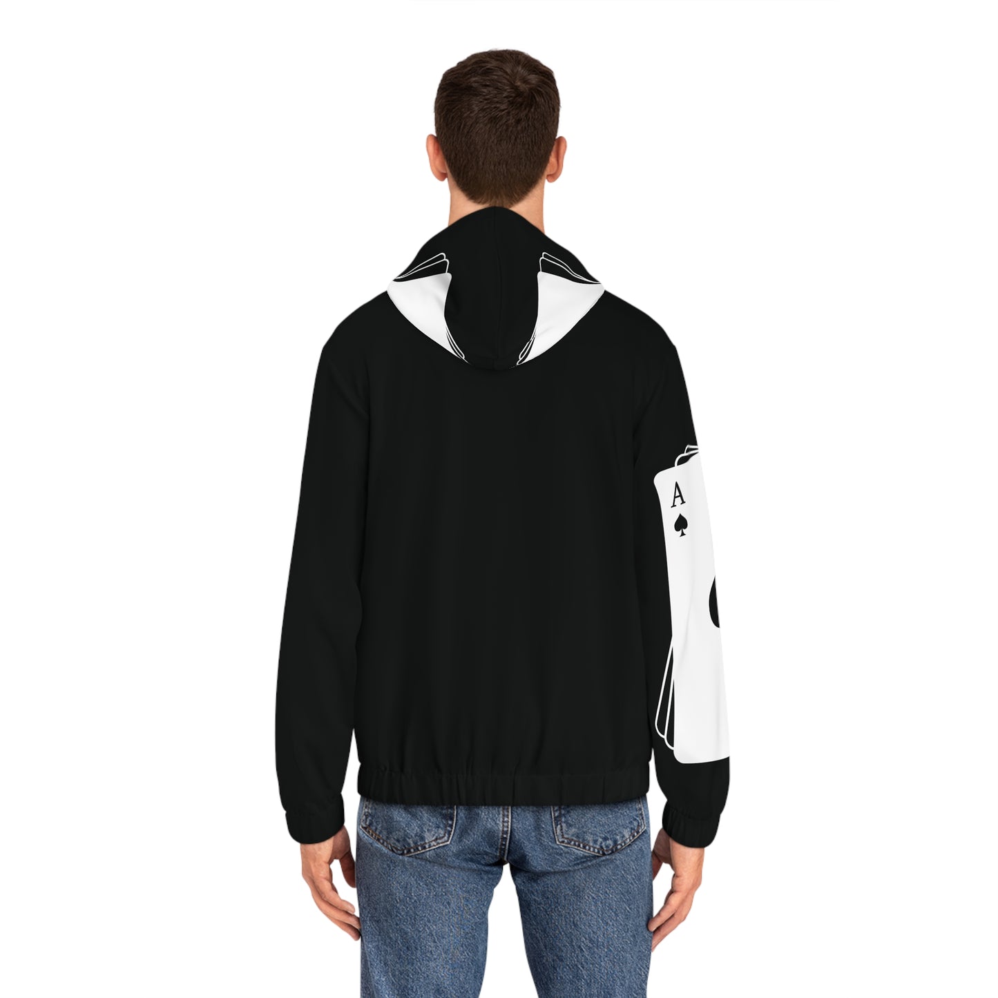 Men's Full-Zip Minimalist Card Hoodie (AOP)