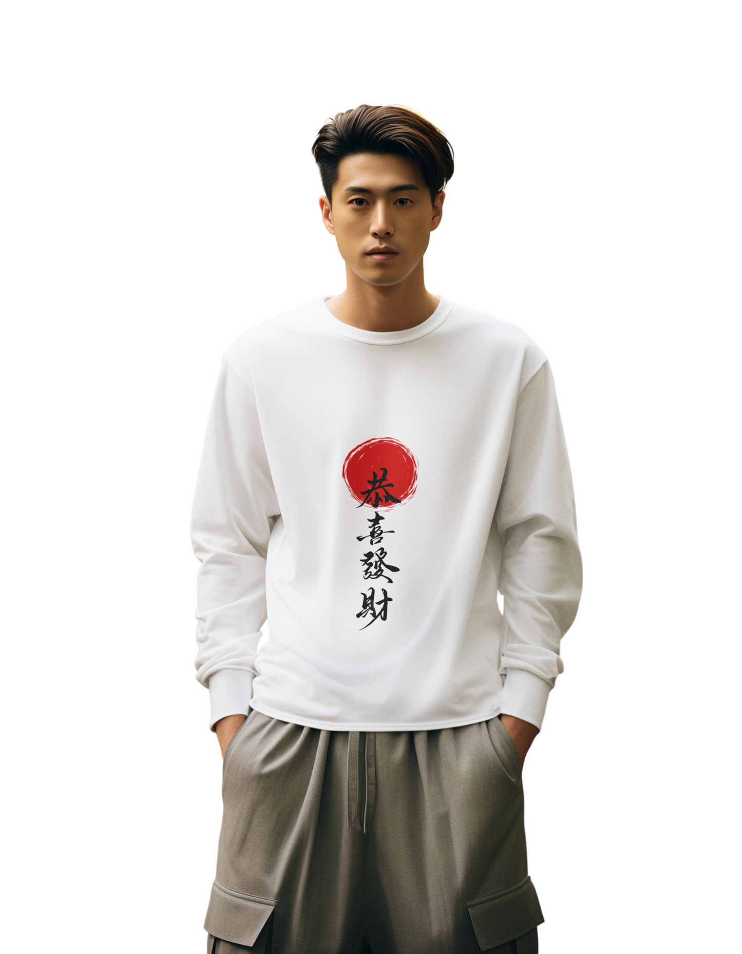 Crewneck Red & White Japanese Typographic Sweatshirt